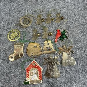 Lot of 14 Vintage Brass Christmas Ornaments Gloria Duchin Vernon Mixed